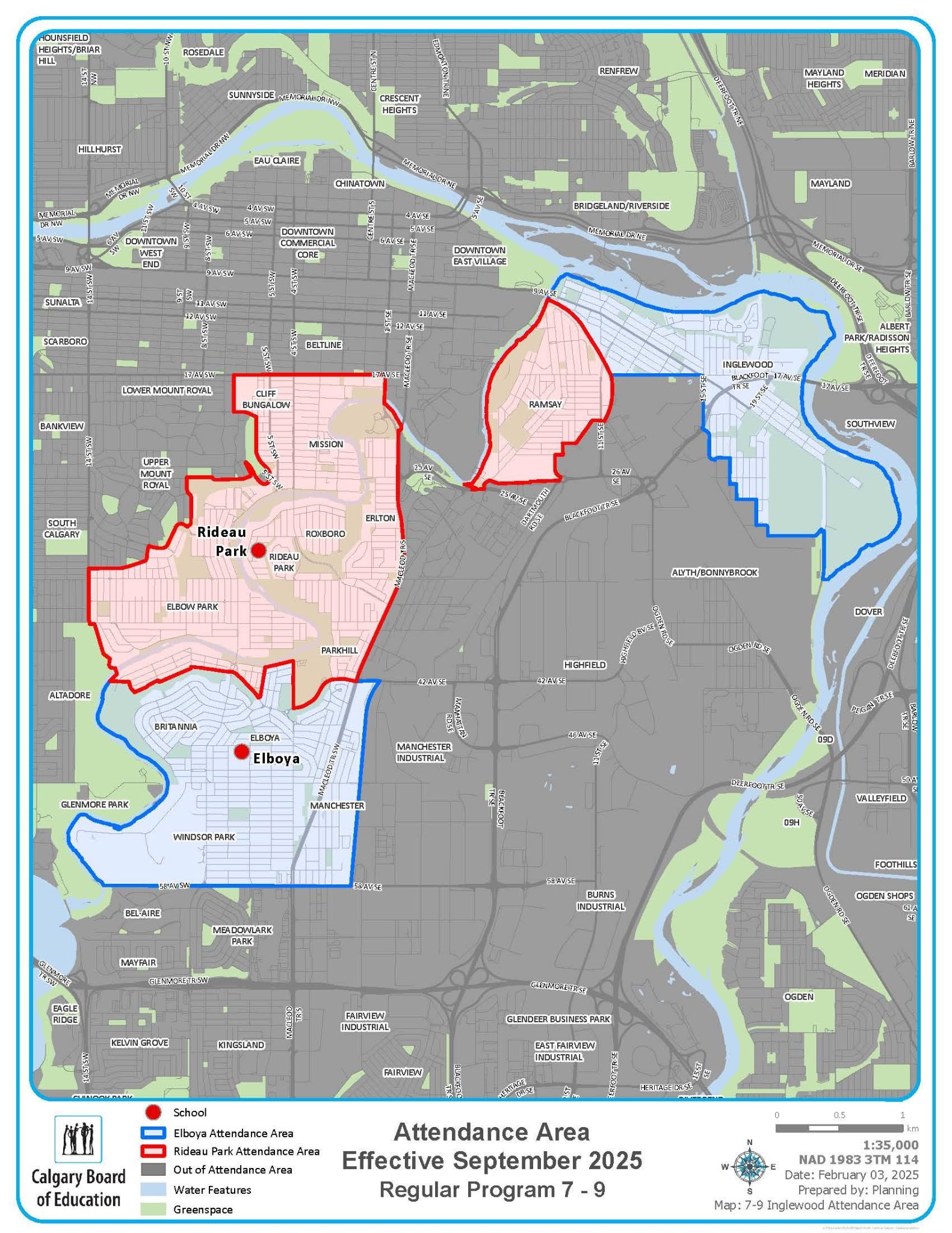 School Designation Change for the community of Inglewood Map